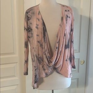 Pink and blue cotton candy long sleeve top hi-lo